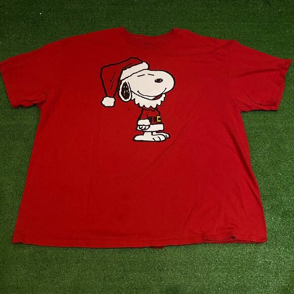 Peanuts Snoopy Santa Christmas Red T-Shirt 3XL 100% Cotton Holiday Tee - Picture 1 of 3